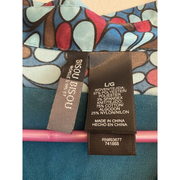 Bisou Bisou Women’s Fall Sweater Multicolor V-Neck Collared Layered Size Large - Picture 5 of 16